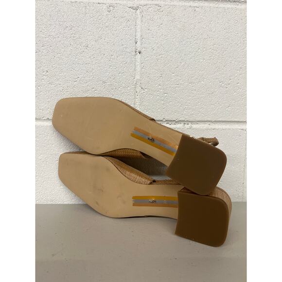 Sam Edelman sz10 brown tan Terra Slingback Pumps Buff Tan textured square toe - Picture 4 of 4